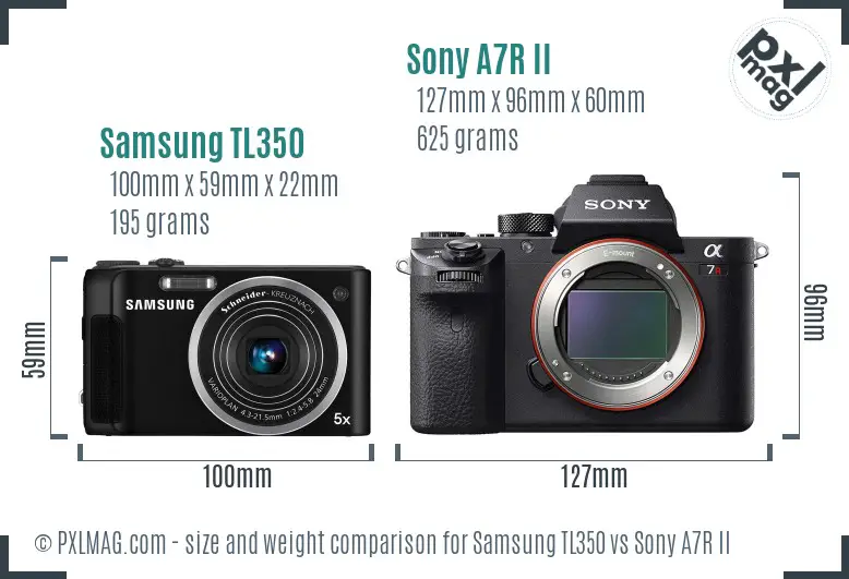 Samsung TL350 vs Sony A7R II size comparison