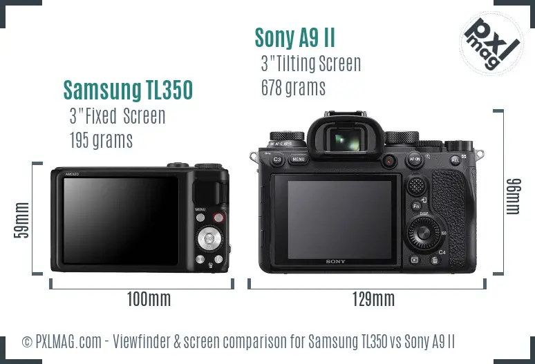 Samsung TL350 vs Sony A9 II Screen and Viewfinder comparison Samsung TL350 vs Sony A9 II Screen and Viewfinder comparison