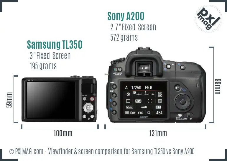 Samsung TL350 vs Sony A200 Screen and Viewfinder comparison Samsung TL350 vs Sony A200 Screen and Viewfinder comparison