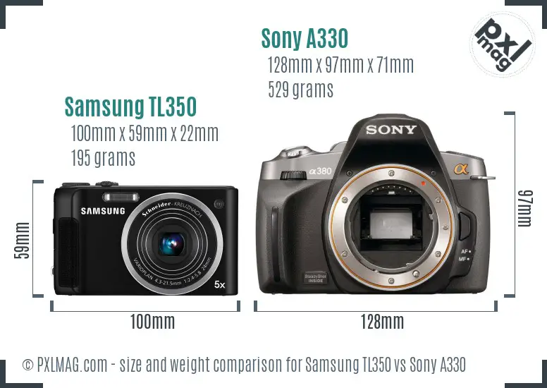 Samsung TL350 vs Sony A330 size comparison