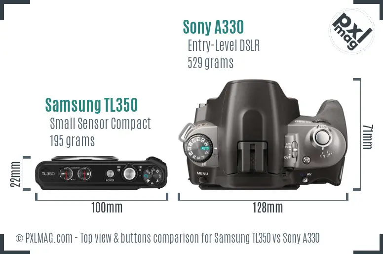 Samsung TL350 vs Sony A330 top view buttons comparison