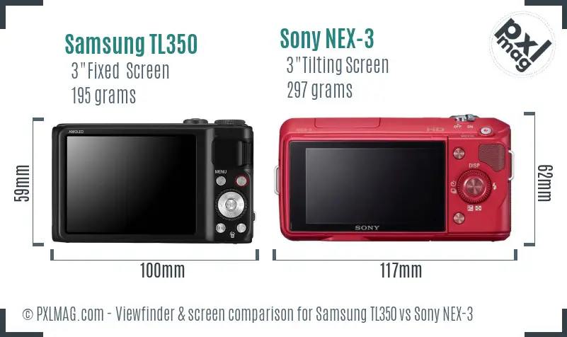 Samsung TL350 vs Sony NEX-3 Screen and Viewfinder comparison