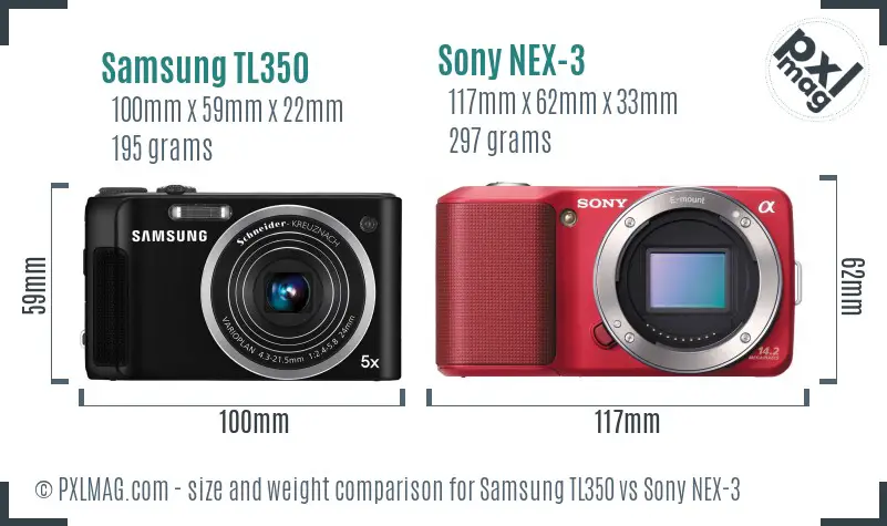 Samsung TL350 vs Sony NEX-3 size comparison