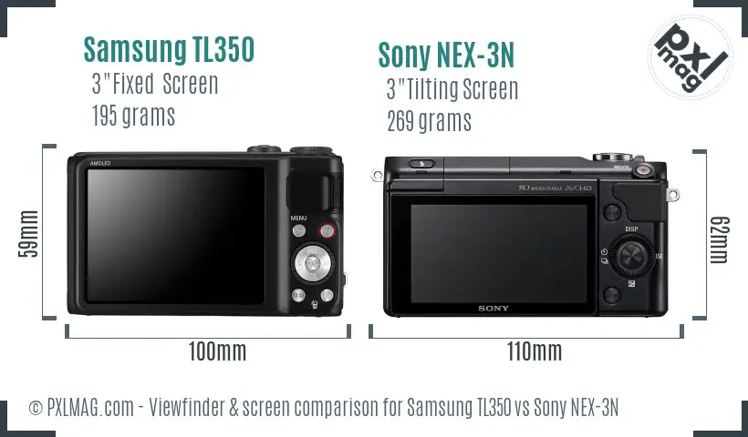 Samsung TL350 vs Sony NEX-3N Screen and Viewfinder comparison