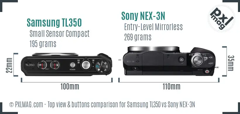 Samsung TL350 vs Sony NEX-3N top view buttons comparison