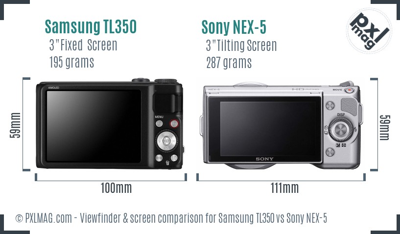 Samsung TL350 vs Sony NEX-5 Screen and Viewfinder comparison