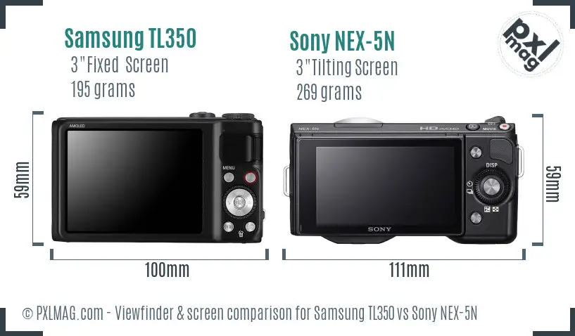 Samsung TL350 vs Sony NEX-5N Screen and Viewfinder comparison