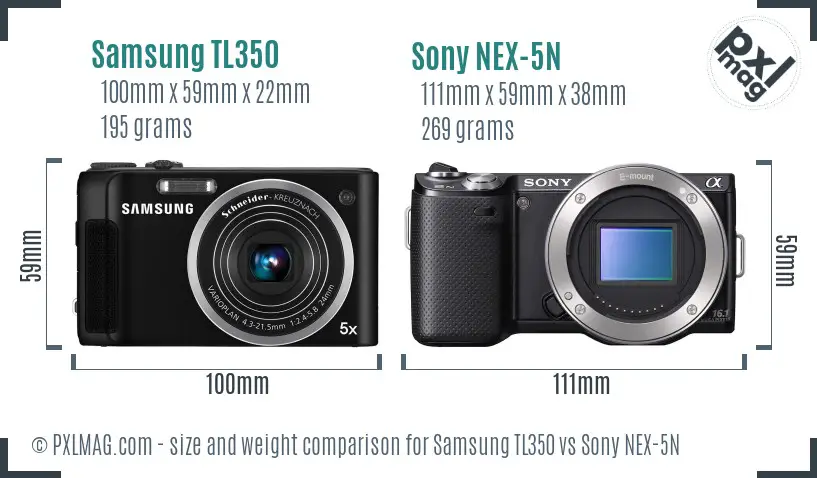 Samsung TL350 vs Sony NEX-5N size comparison