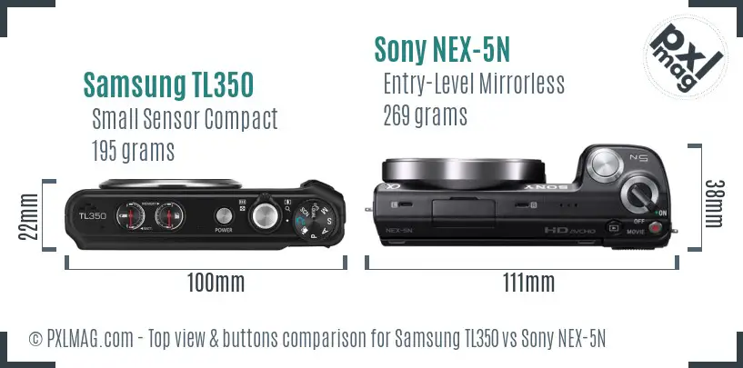 Samsung TL350 vs Sony NEX-5N top view buttons comparison