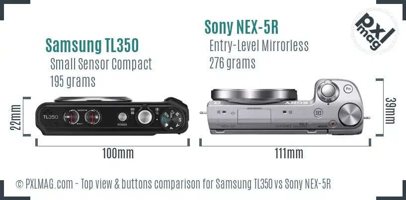 Samsung TL350 vs Sony NEX-5R top view buttons comparison Samsung TL350 vs Sony NEX-5R top view buttons comparison
