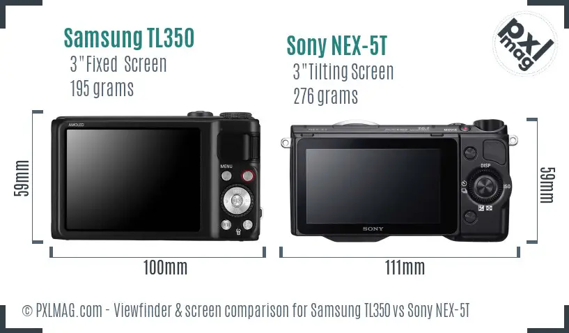 Samsung TL350 vs Sony NEX-5T Screen and Viewfinder comparison
