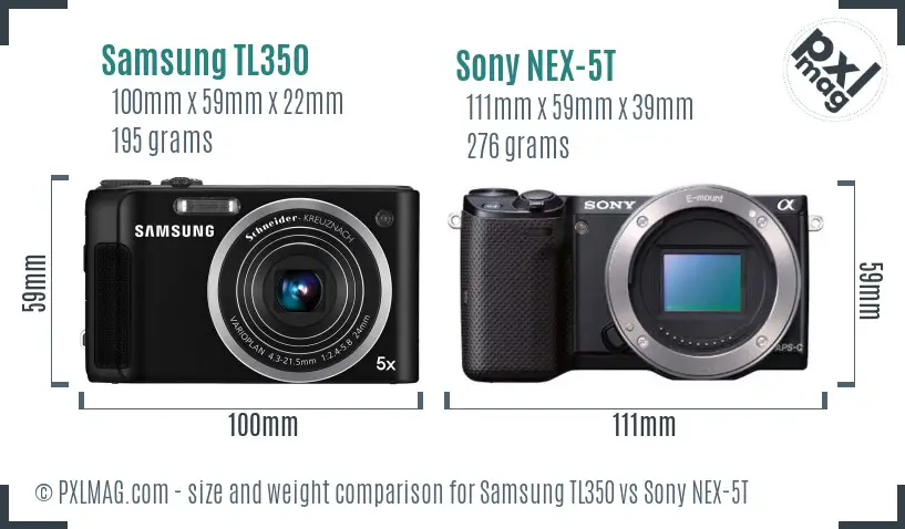 Samsung TL350 vs Sony NEX-5T size comparison