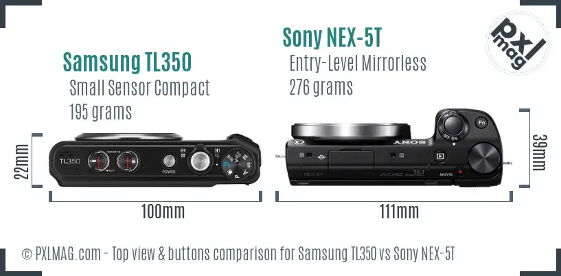 Samsung TL350 vs Sony NEX-5T top view buttons comparison