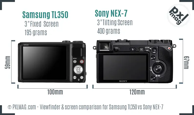 Samsung TL350 vs Sony NEX-7 Screen and Viewfinder comparison