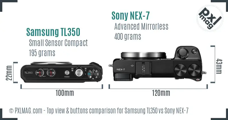 Samsung TL350 vs Sony NEX-7 top view buttons comparison