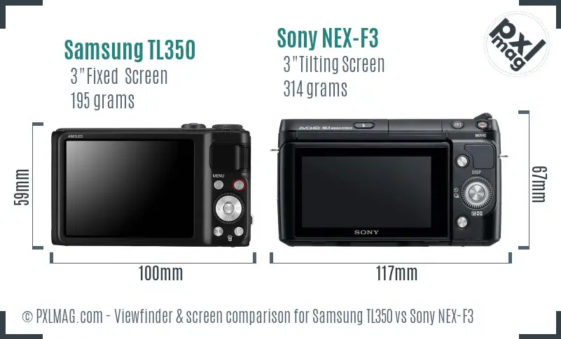 Samsung TL350 vs Sony NEX-F3 Screen and Viewfinder comparison