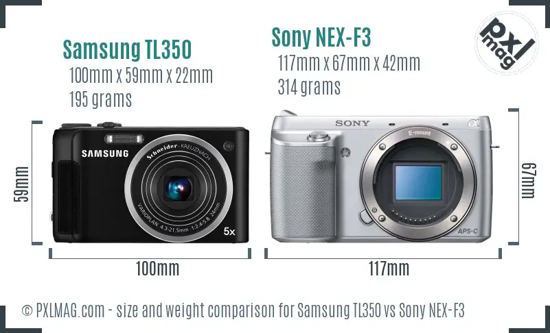 Samsung TL350 vs Sony NEX-F3 size comparison