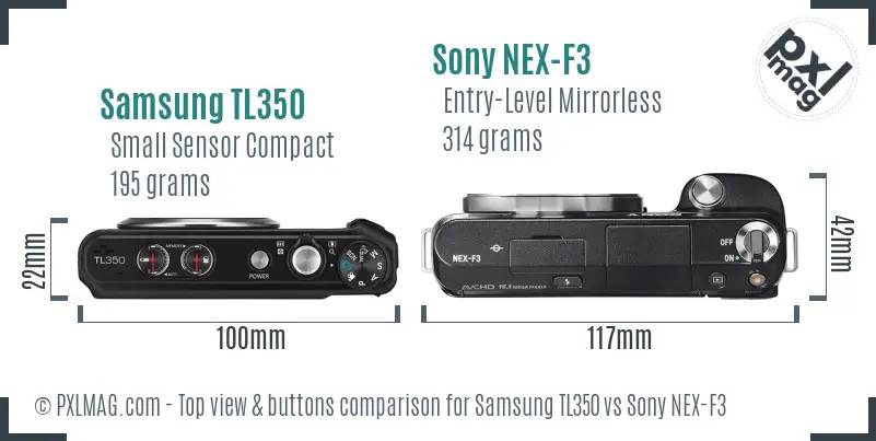 Samsung TL350 vs Sony NEX-F3 top view buttons comparison