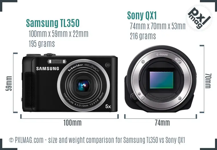 Samsung TL350 vs Sony QX1 size comparison Samsung TL350 vs Sony QX1 size comparison