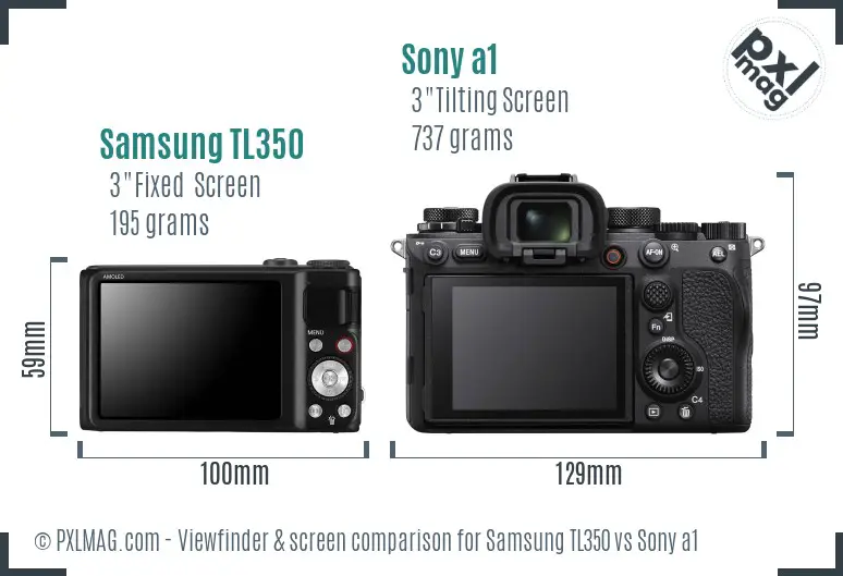 Samsung TL350 vs Sony a1 Screen and Viewfinder comparison