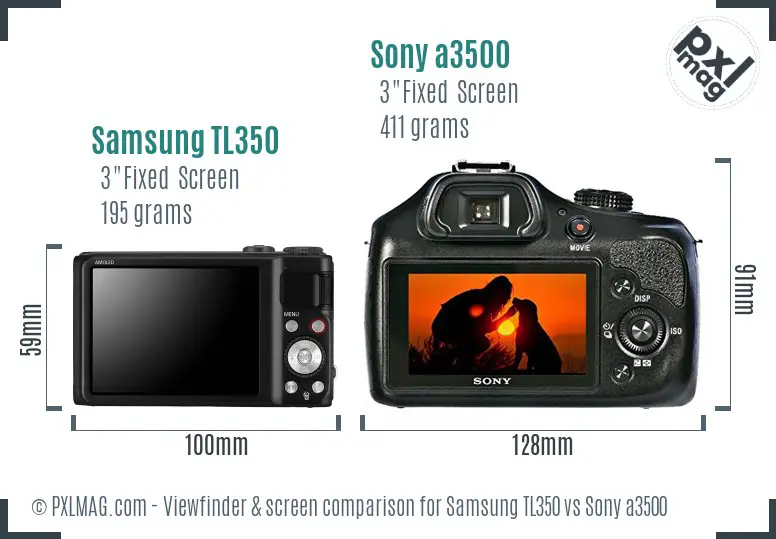 Samsung TL350 vs Sony a3500 Screen and Viewfinder comparison
