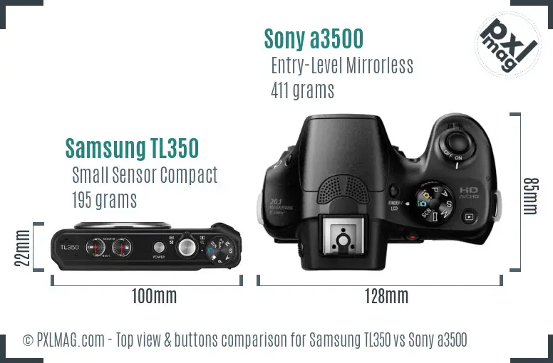 Samsung TL350 vs Sony a3500 top view buttons comparison