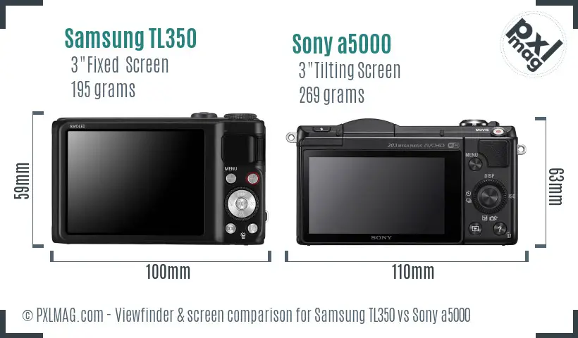 Samsung TL350 vs Sony a5000 Screen and Viewfinder comparison