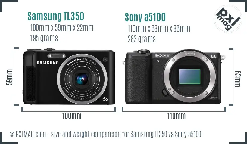 Samsung TL350 vs Sony a5100 size comparison