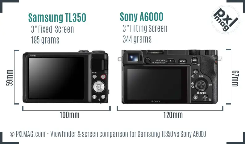 Samsung TL350 vs Sony A6000 Screen and Viewfinder comparison