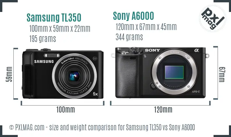 Samsung TL350 vs Sony A6000 size comparison