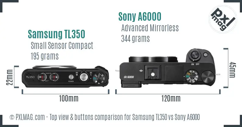 Samsung TL350 vs Sony A6000 top view buttons comparison