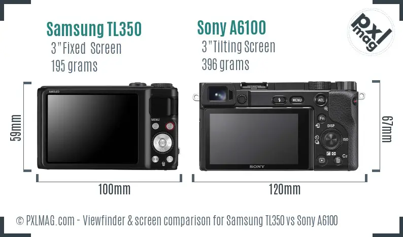 Samsung TL350 vs Sony A6100 Screen and Viewfinder comparison