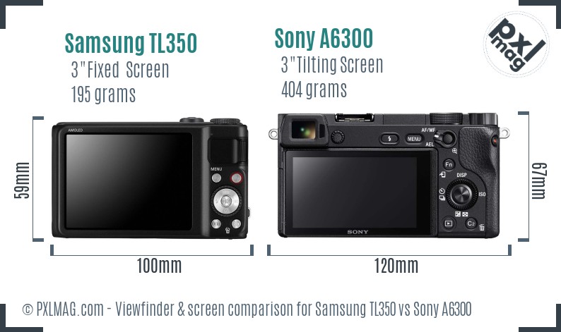 Samsung TL350 vs Sony A6300 Screen and Viewfinder comparison
