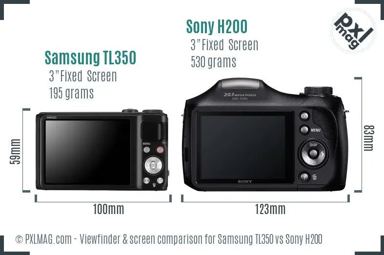 Samsung TL350 vs Sony H200 Screen and Viewfinder comparison Samsung TL350 vs Sony H200 Screen and Viewfinder comparison