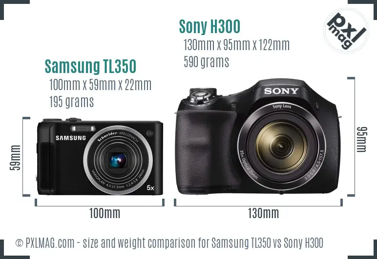 Samsung TL350 vs Sony H300 size comparison