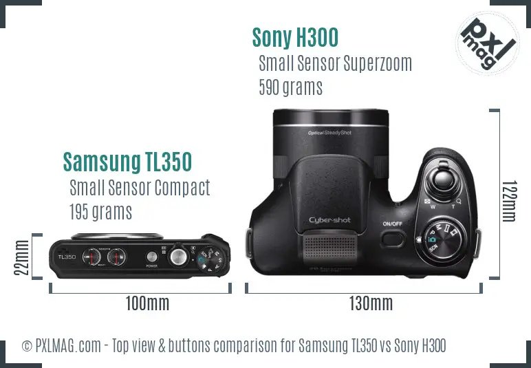 Samsung TL350 vs Sony H300 top view buttons comparison