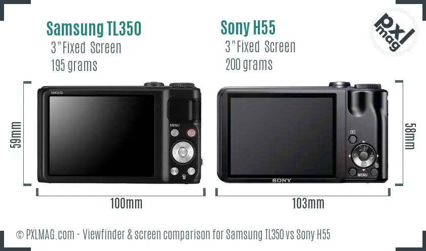 Samsung TL350 vs Sony H55 Screen and Viewfinder comparison Samsung TL350 vs Sony H55 Screen and Viewfinder comparison