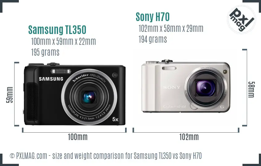 Samsung TL350 vs Sony H70 size comparison Samsung TL350 vs Sony H70 size comparison