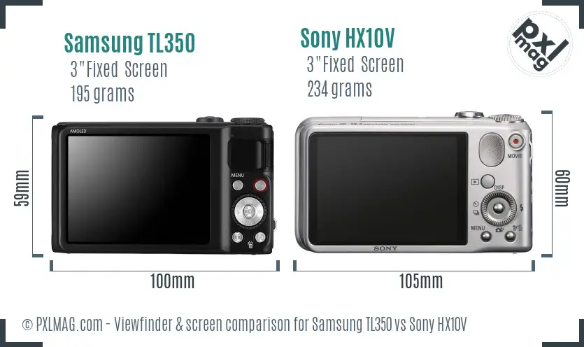 Samsung TL350 vs Sony HX10V Screen and Viewfinder comparison Samsung TL350 vs Sony HX10V Screen and Viewfinder comparison