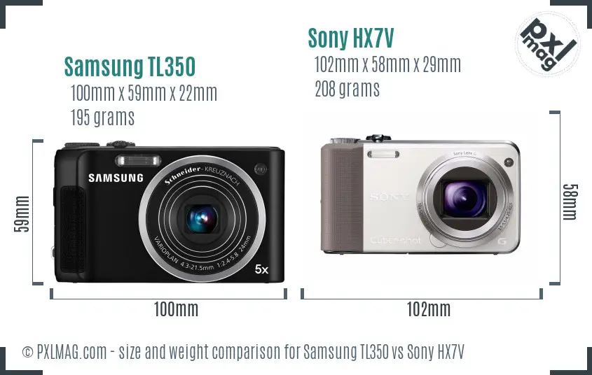 Samsung TL350 vs Sony HX7V size comparison