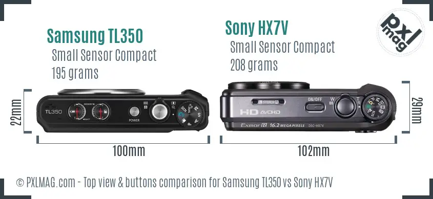 Samsung TL350 vs Sony HX7V top view buttons comparison