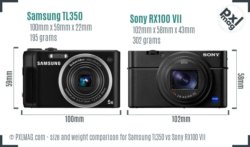 Samsung TL350 vs Sony RX100 VII size comparison Samsung TL350 vs Sony RX100 VII size comparison