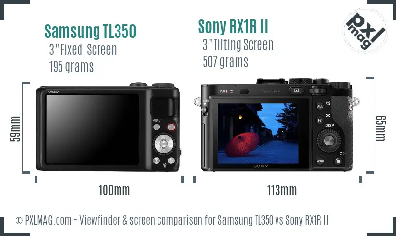 Samsung TL350 vs Sony RX1R II Screen and Viewfinder comparison