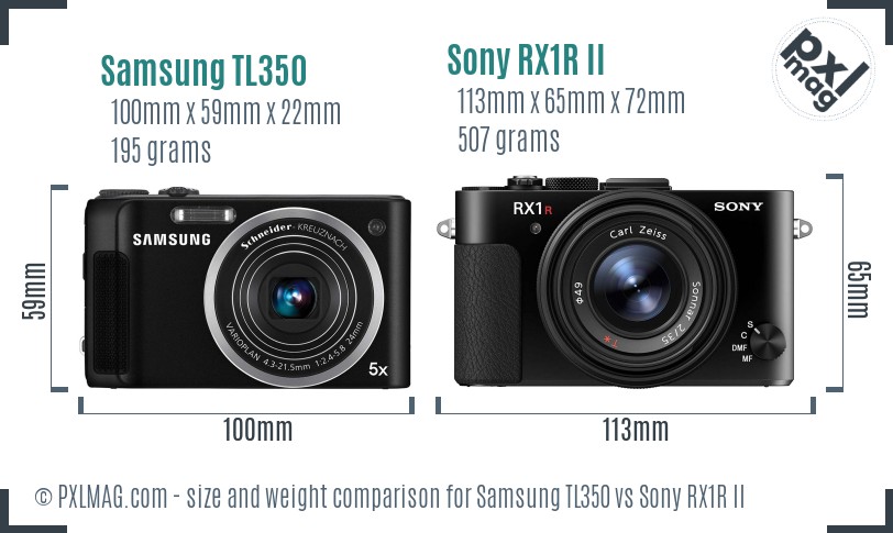 Samsung TL350 vs Sony RX1R II size comparison