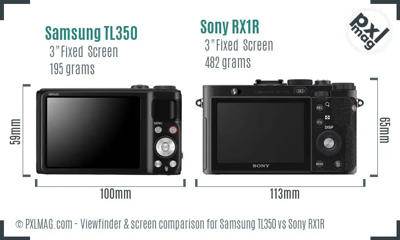 Samsung TL350 vs Sony RX1R Screen and Viewfinder comparison