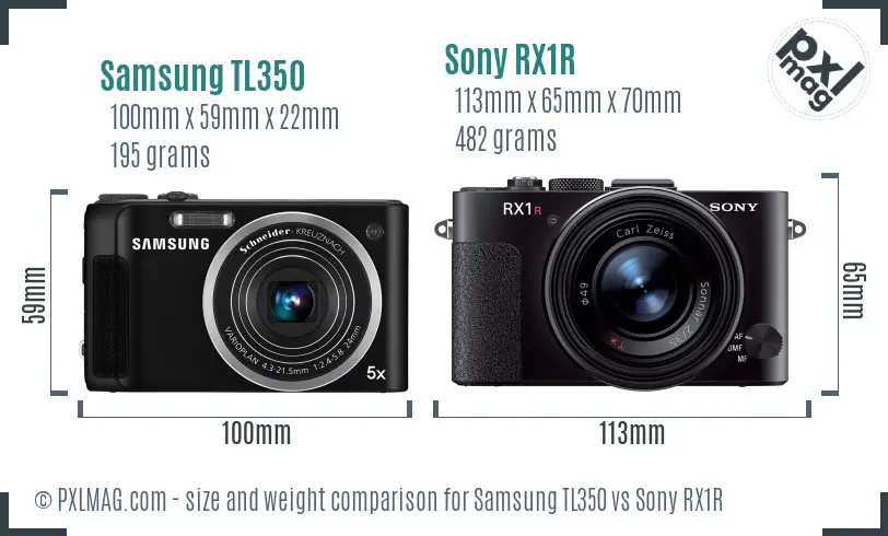 Samsung TL350 vs Sony RX1R size comparison