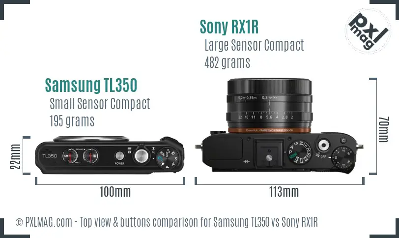 Samsung TL350 vs Sony RX1R top view buttons comparison