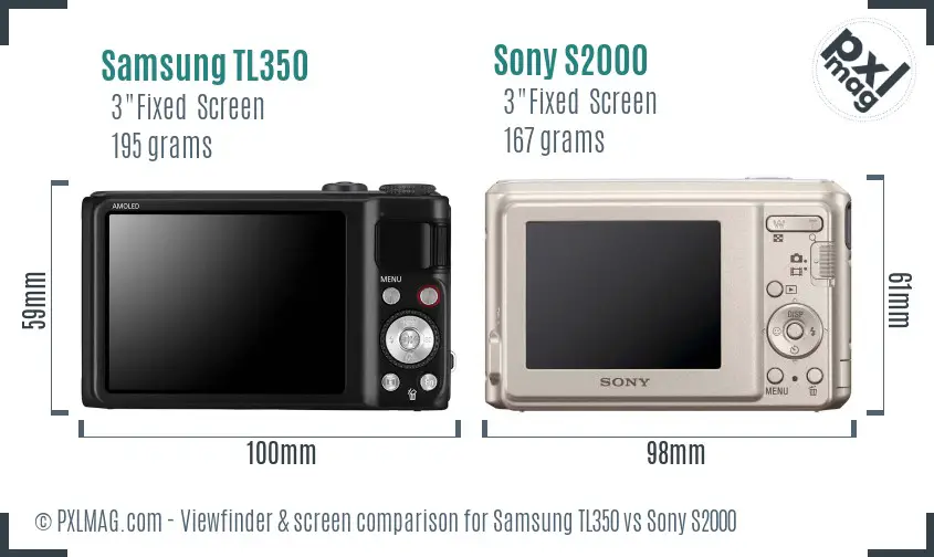 Samsung TL350 vs Sony S2000 Screen and Viewfinder comparison