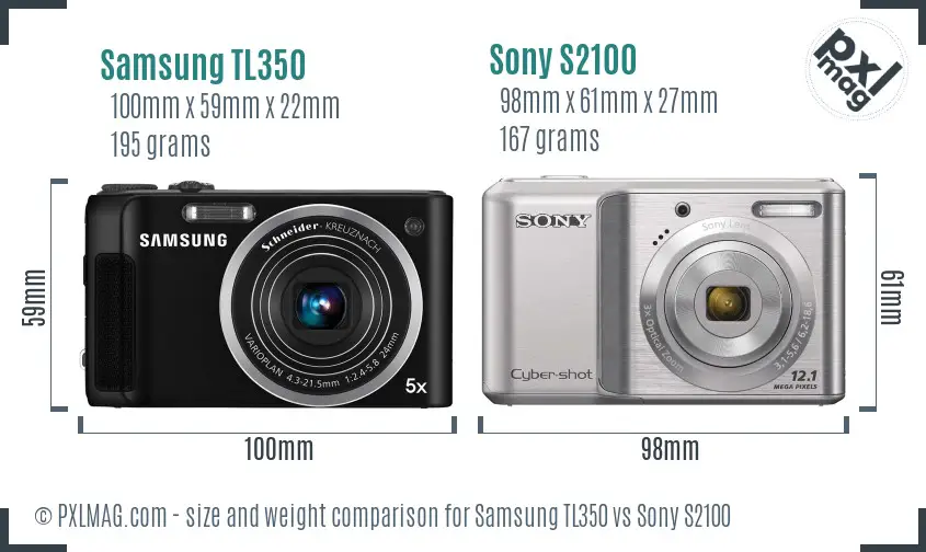Samsung TL350 vs Sony S2100 size comparison
