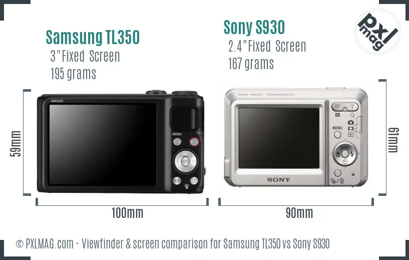 Samsung TL350 vs Sony S930 Screen and Viewfinder comparison